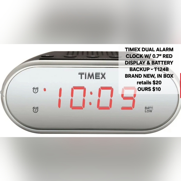 Timex Other - TIMEX DUAL ALARM CLOCK W/ 0.7″ RED DISPLAY & BATTERY BACKUP - T124B